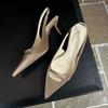 Elegant Hollow Pointed Toe Designer Shoes Women Comfortable Silk Fine Heel Women Sandals Fashion Back Strap Office Shoes Ladies