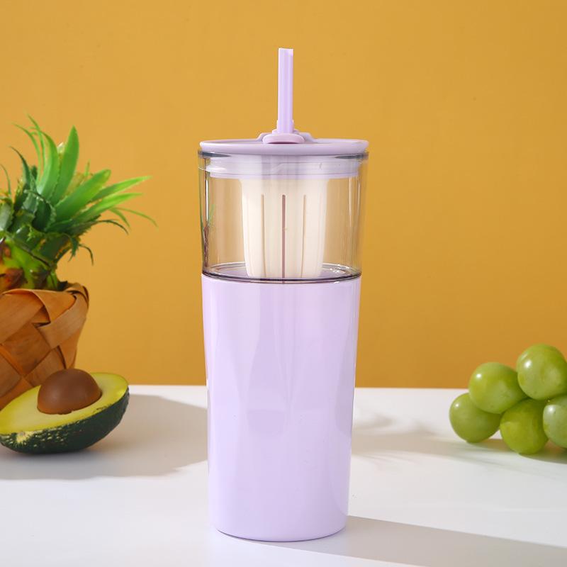 Water Bottle High Value Straw Cup Outdoor Sports Water Cup Sealed Leak-proof Fruit Teacup Large Capacity Plastic Cup Girls Youka Cup