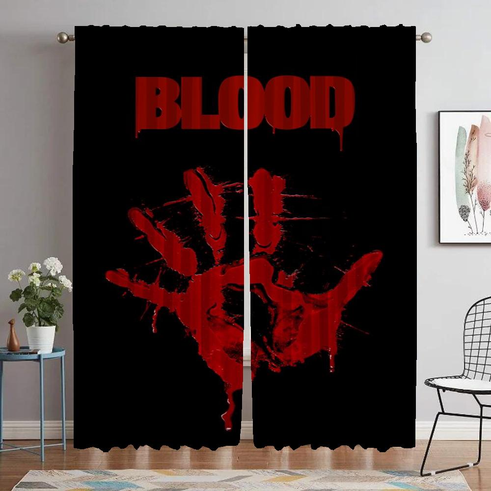 

Кровавые тени Затемняющая штора для комнаты 2 панели Противомоскитные шторы Шторы для домашнего интерьера Украшение на Хэллоуин Перегородка W50xH70cmx2pcs-CL