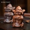 Chinese Yixing Handmade Sculpture Purple Clay Tea Pet Lucky Characters Tea Figurine Ornaments Tea Set Decoration Accessories