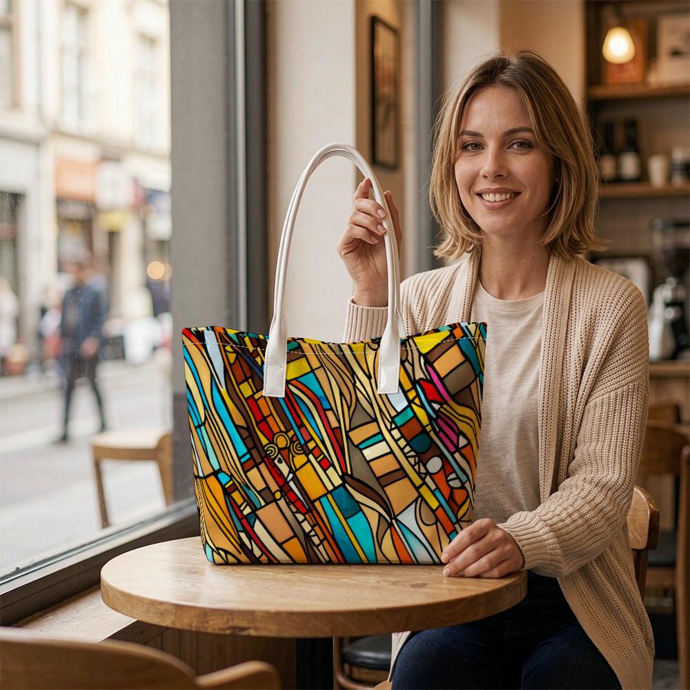 Colorful Geometric Art Tote Bag Stylish Casual Daily Carry Bag