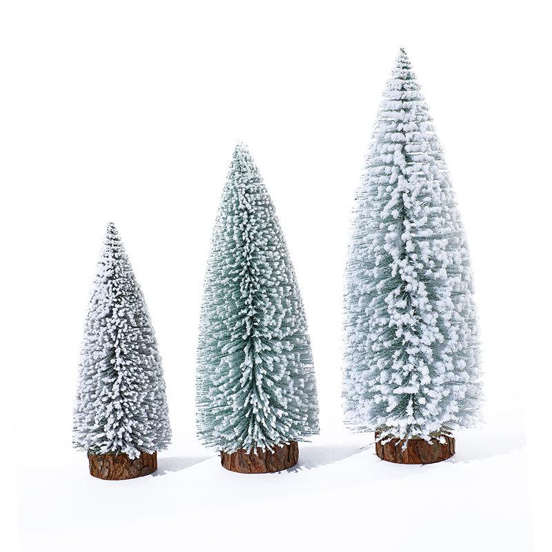 Mini Snowy Cedar Christmas Tree Desktop Ornament – Flocked Decoration Gift