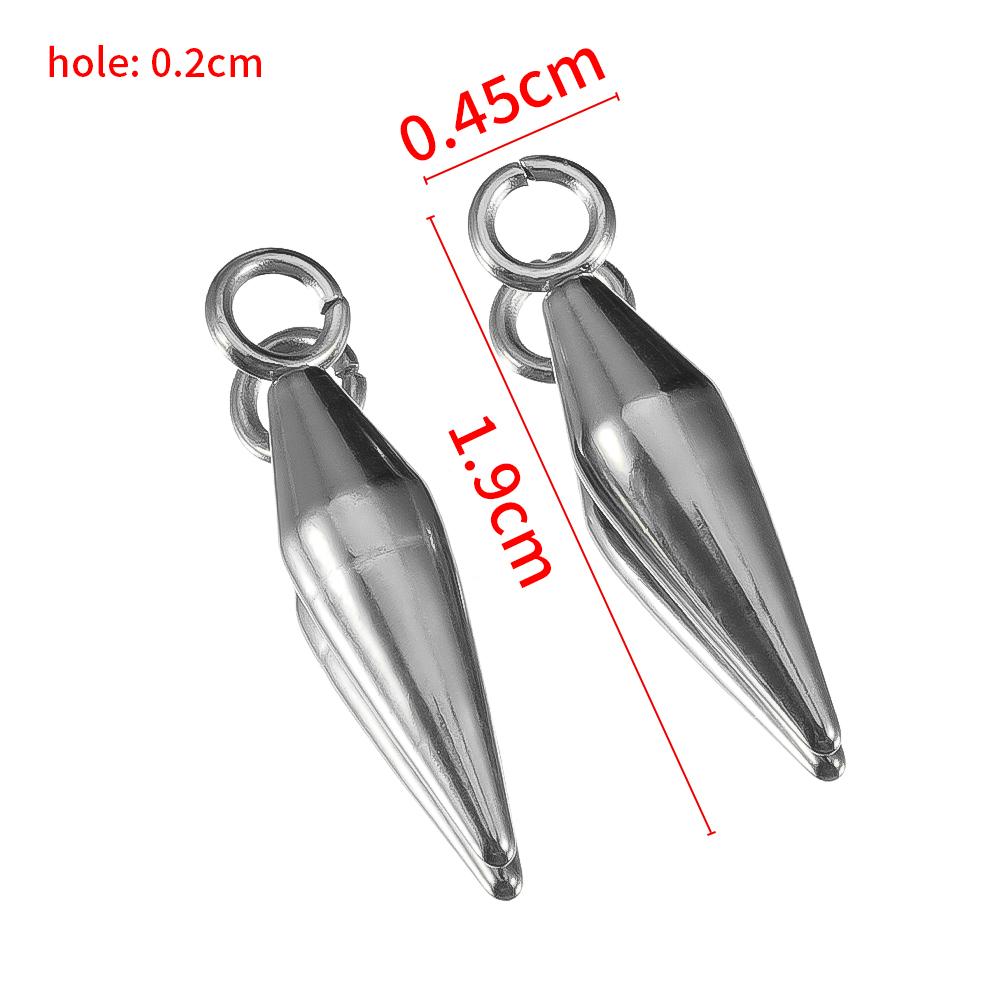 10PCS Stainless Steel Cone Bullet Choker Charms Spike Beads Pendants for Women Man Hoop Earring Necklace Jewelry Making Supplies