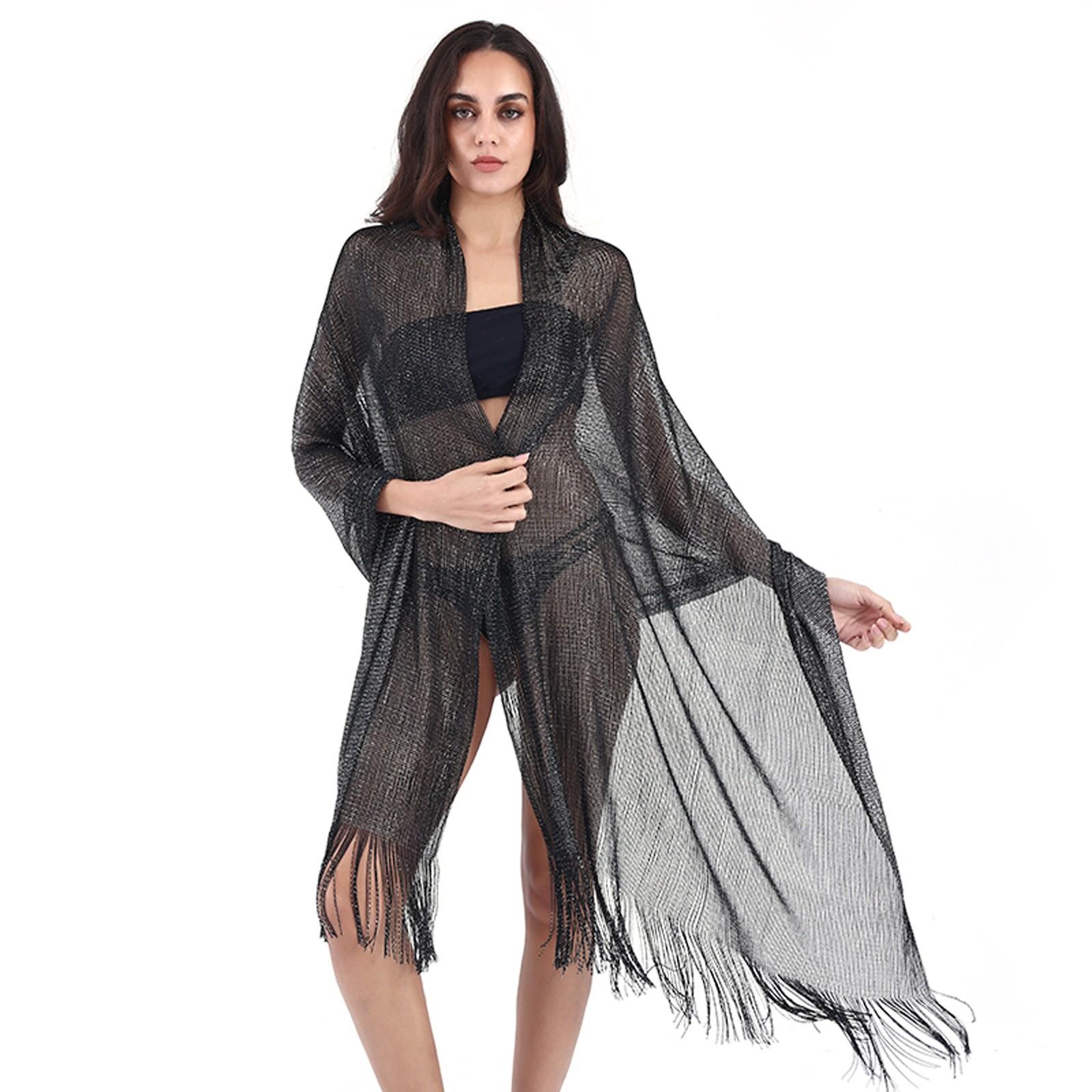 

Women s Fashion Beach Solid Color Loose Beach Dress Patchwork Hollow Cover Up One Size