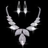Women Fashion Charm Leaf Necklace Earrings Jewelry Set for Wedding Party