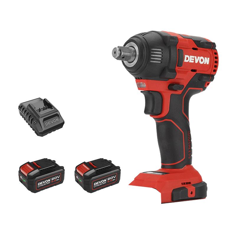 Devon 20V Borstlös Sladdlös Slagnyckel, 350N·m Vridmoment CN-kontakt (adapter ingår)
