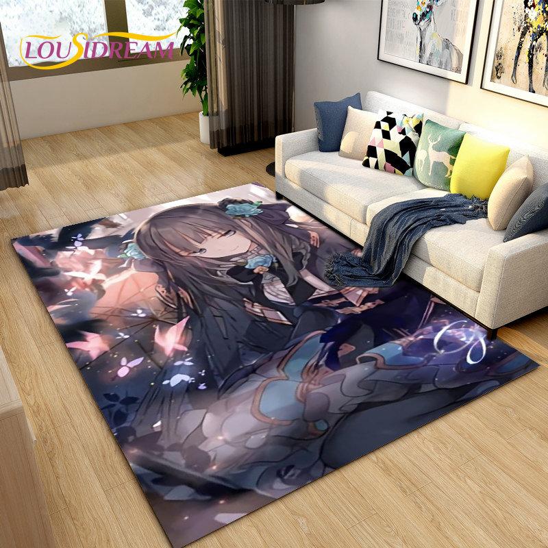 Puella Magi Madoka Magica Cartoon Area Rug,Carpet Rug for Living Room Bedroom Sofa Doormat Decoration, Kids Non-slip Floor Mat