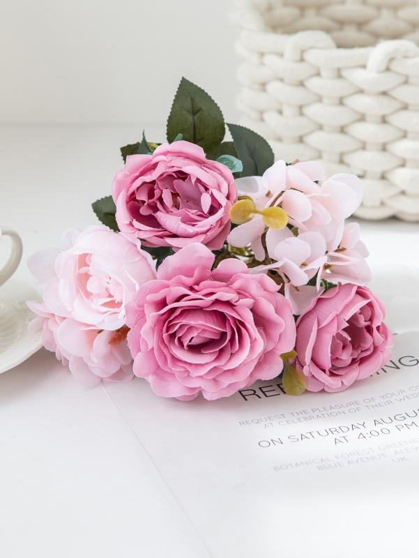 

Artificial Flowers Rose Peony Bouquet High Quality Fake Valentine Home Decor Diy Crafts Plants Arrangement Wedding Decora Bonsai 4 pcs