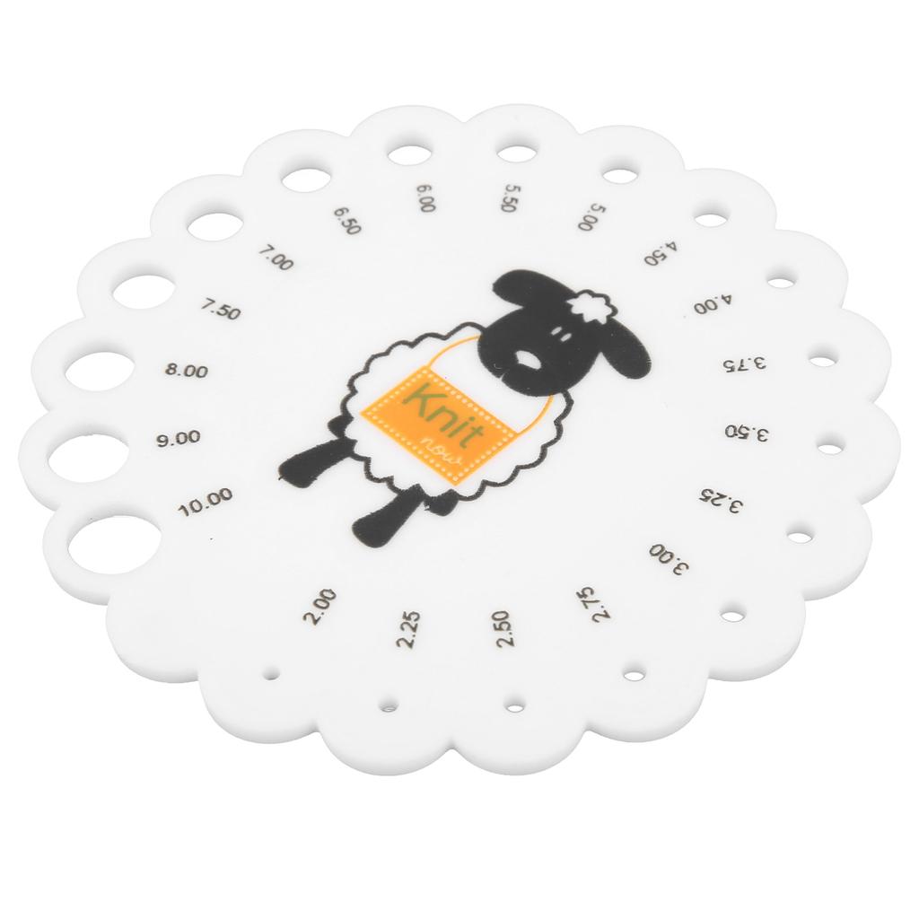 Needle Gauge Knitting Plastic Round Measuring Tool with Clear Scale Cartoon Pattern for DIY Sewing