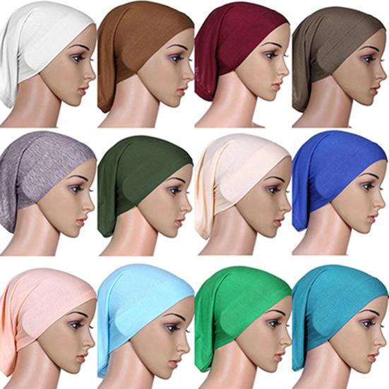 Headscarf Cap Delicate Adjustable Mercerized Cotton Solid Color Head Wrap for Daily Wear