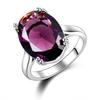 Elegant Natural Amethyst CopperRing Oval 13MMX18MM Dark Purple Multicolor  Jewelry Rings For Women Fashion Anniversary Gift