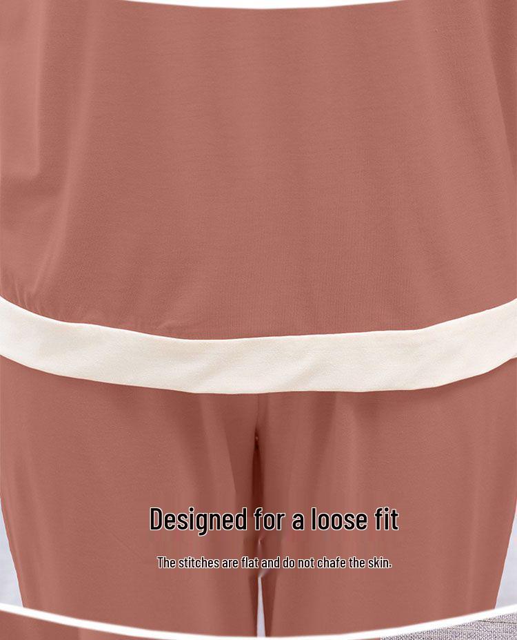 Ensemble pyjama en modal pour femme: Ensemble Haut Manches Courtes et Pantalon Long, Tenue d'Été Légère pour Femmes d'Âge Moyen et Tailles Fortes