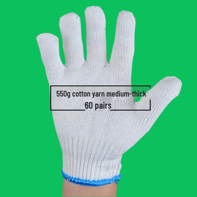 Men's Durable White Cotton Nylon Work Gloves for Construction