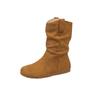 Internet Celebrity Heap Boots 2025 New Round Head Versatile Flat Bottom Western Cowboy Boots Matte Leather Short Boots Women's Autumn and Winter S