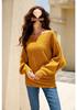 Autumn Winter Women's Plus Size One-Shoulder Cable Knit Batwing Sweater Pullover