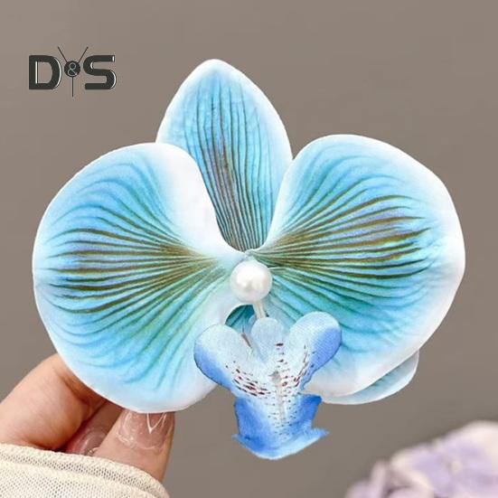 Künstliche Mottenorchideen Haarspange Böhmen Hawaiian Faux Pearl Simulierte Blume Entenschnabelklemme Haarnadel Haarspange Frauen Haarschmuck Kopfbedeckung