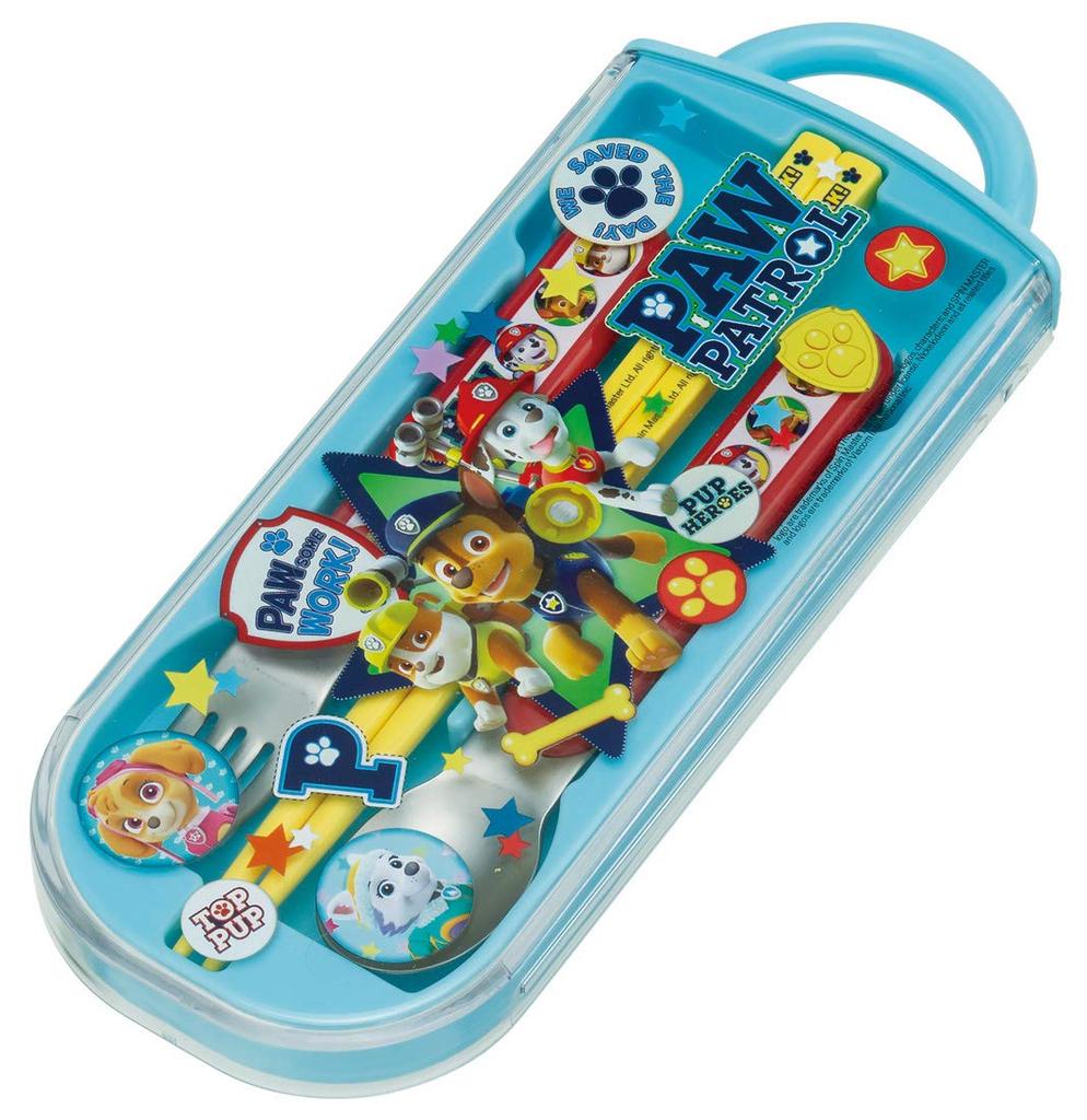 Skater Antibacterial Slide Trio Set Lunch for Made In Children's (Paw Patrol, Chopsticks, Spoon, Fork, Box) Boys, Japan, TACC2AG-A