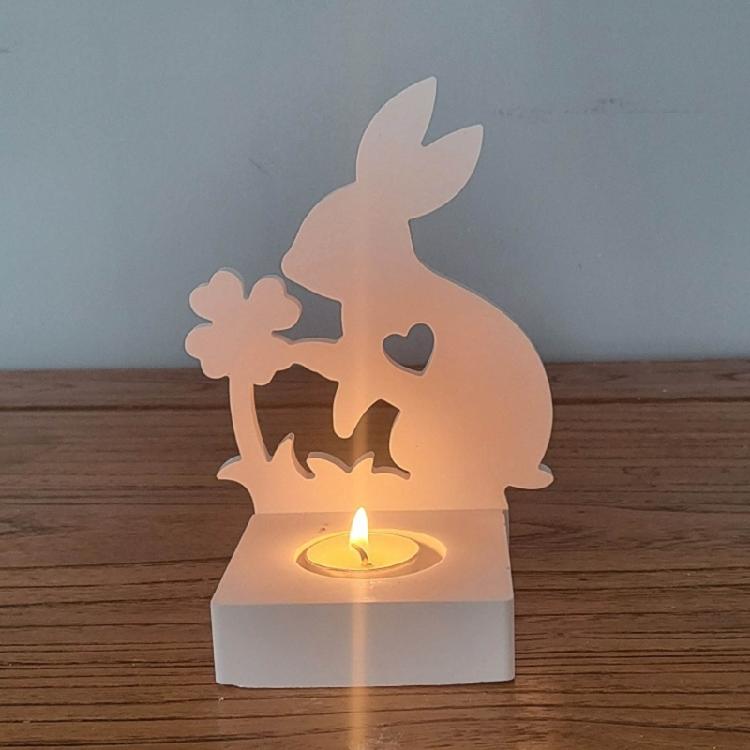 Silicone Molds Rabbit Candle Holder Resins Molds DIY Flame Candlesticks Mould