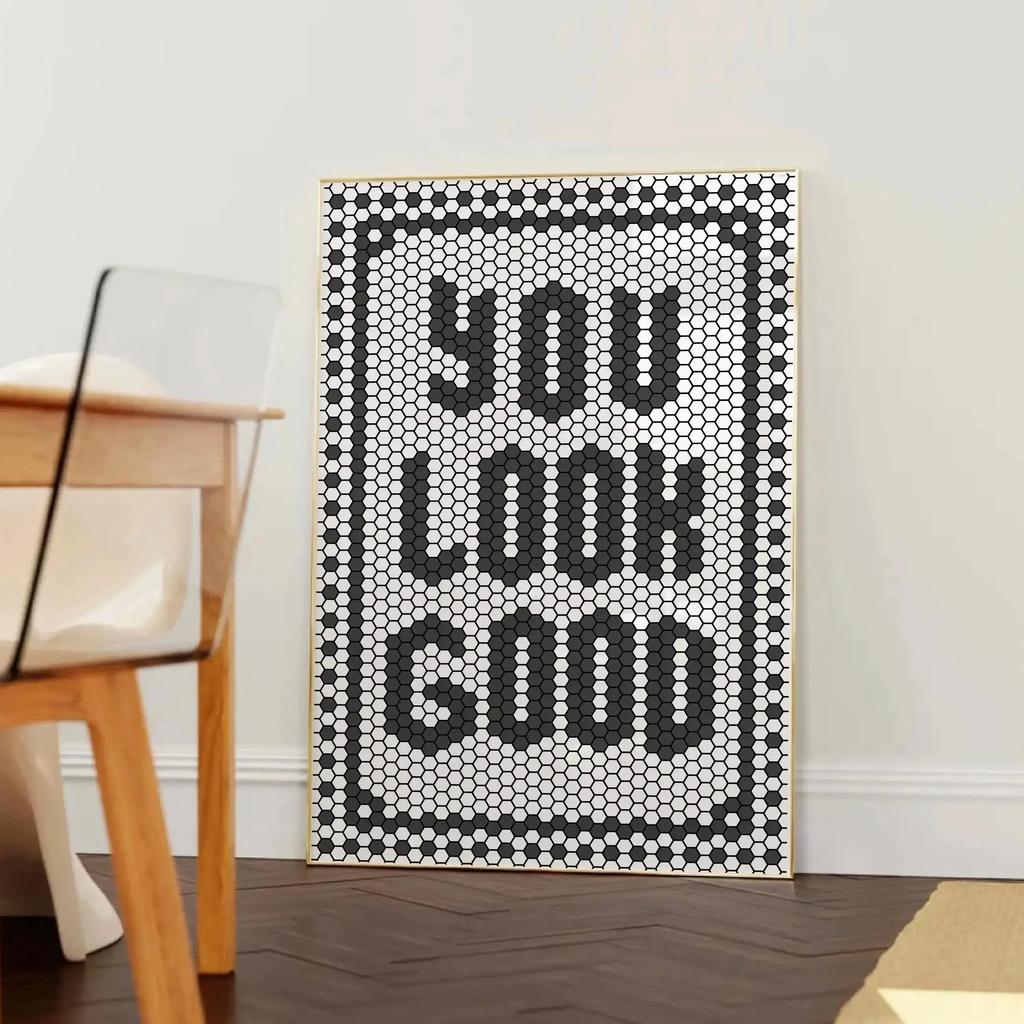 1pc Retro Trendy Aesthetic Poster Apartment Decor Typography Hand Written Quote Wall Art Digital Livingroom Dining Room Kitchen