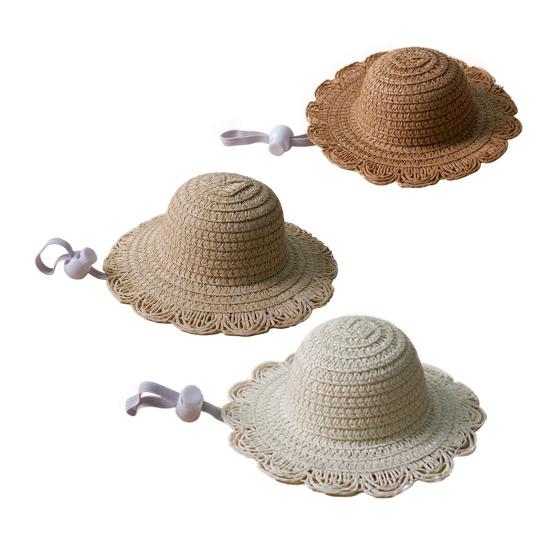 Ψαθοκαπέλο Πέταλο για Κατοικίδια Καπέλο Ηλίου για Γάτες με Ρυθμιζόμενο Λουράκι Καλοκαιρινό Καπέλο Παραλίας Πλεκτό Καπέλο Αντηλιακό για Μικρούς Σκύλους Γάτες