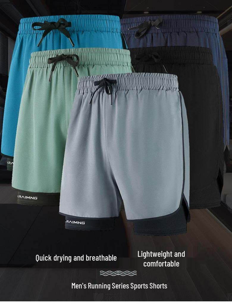Men's Quick-Dry Double-Layer Running Shorts, Euro Size, Casual Summer Style