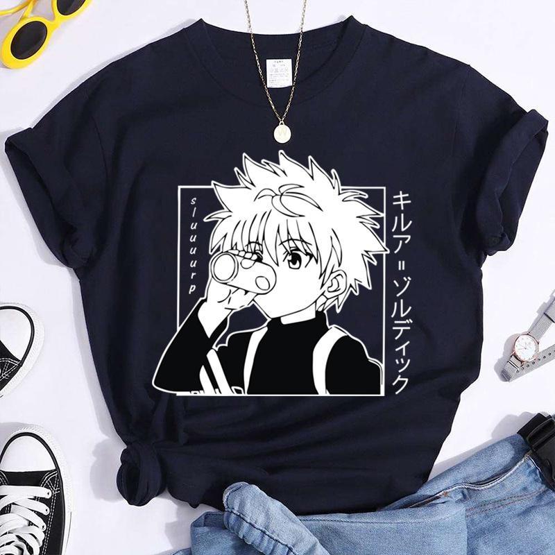 HOT Killua Zoldyck Graphic Print T-shirt Unisex Summer Casual Round Neck Short Sleeve Streetwear Fashion Anime Tee T Shirt