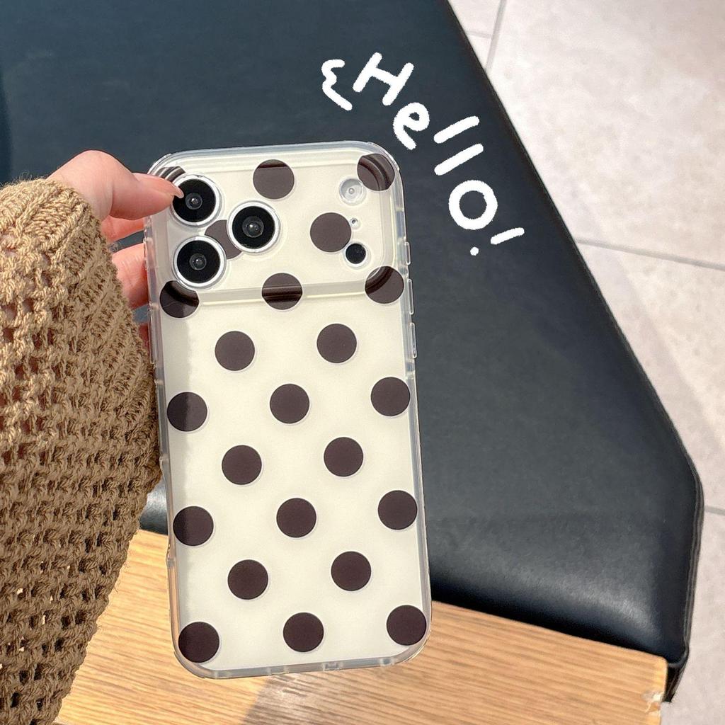 Minimalist Polka Dot iPhone 17 Pro Max Case, Compatible with Models 15-17, Contrasting Colors, Ideal for Couples