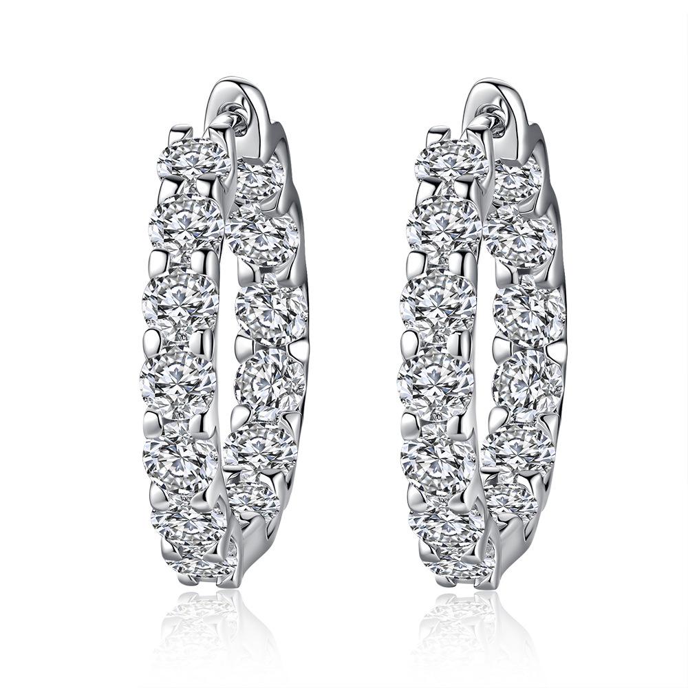Custom Fine Jewelry Fashion High Quality Rhodium 925 Sterling Silver VVS1 GRA Moissanite Hoop Earrings for Women