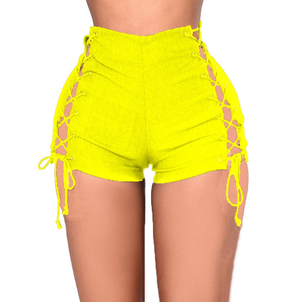 FGHJ European and American Fashion Women's Leisure High Waist Sports Sexy Denim Shorts