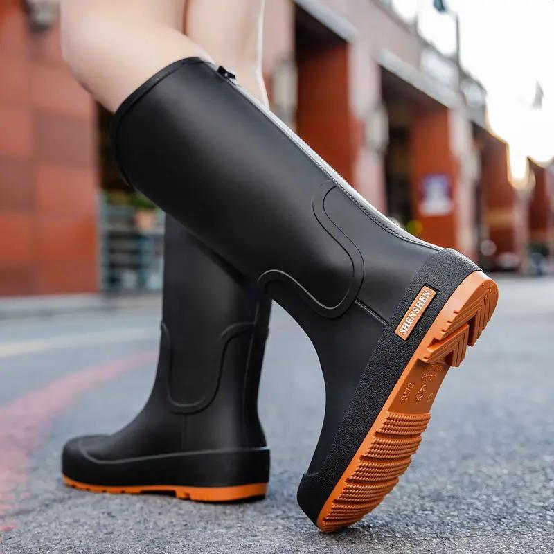 

Rain Shoes Women s Tall Rain Boots Adult Fashion Mid-calf Water Shoes Non-slip Work Outer Wear Waterproof Sea Long Rubber Shoes 36 абрикосовий