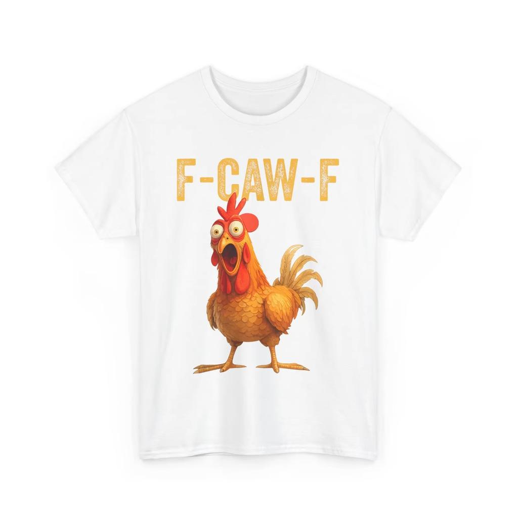 Men's Casual T-Shirt Street Style Funny Cartoon Rooster F-CAW-F Graphic Print Short Sleeve Top Trendy Tee