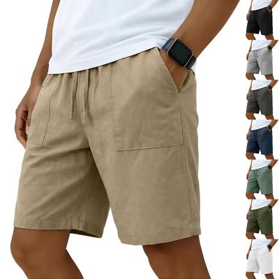 Linen Shorts Mens Casual Shorts Lightweight Summer Beach Shorts Drawstring Shorts For Men