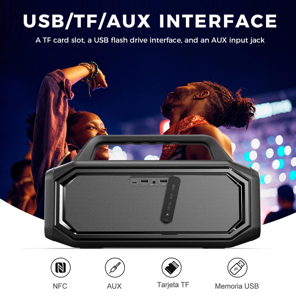W-KING BT261-2 80W Speakers Bluetooth Wireless Portable Outdoor Speakers Loud with Bass Boost Stereo Pairing Reverse Charging IPX6 Waterproof