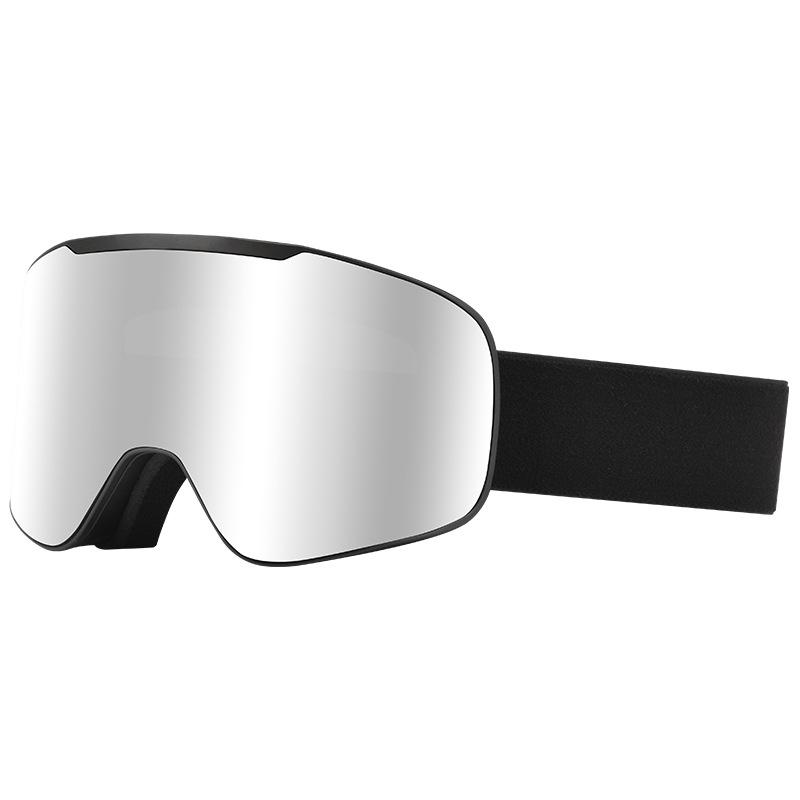 Professional Dual Layer Anti-Fog Flip up Ski Goggles OTG Compatible UV Protection Large серебряный