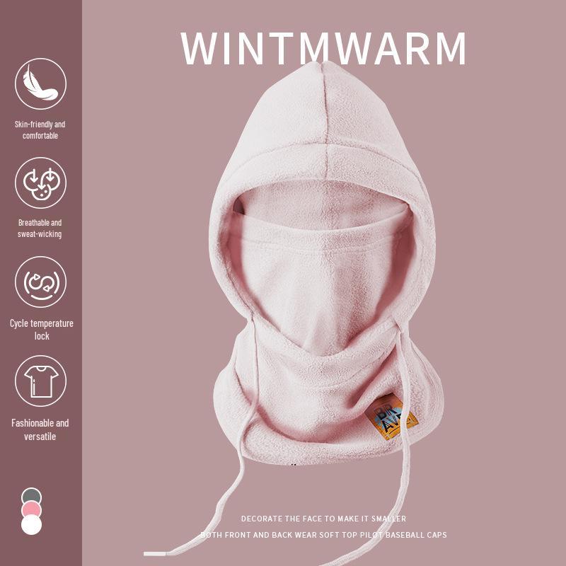 Pánská zimní větruodolná sada čepice a obličejové masky s tlustým sametovým nákrčníkem