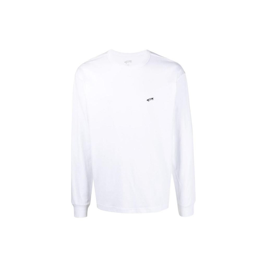 Vans Solid Color Logo Embroidered Pullover Crew Neck Long Sleeve Sweatshirt Men sweatshirt White VN0A5E1LWHT