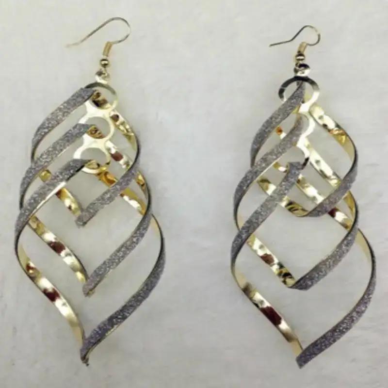 Women's Vintage Alloy Dull Polish Spirals Multi-layer Big Cross Drop Dangle Eardrop Earrings