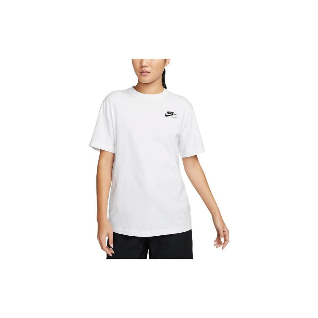 Nike Solid Color Crew Neck Pullover Short Sleeve T-Shirt Women Tops White DR9025-100