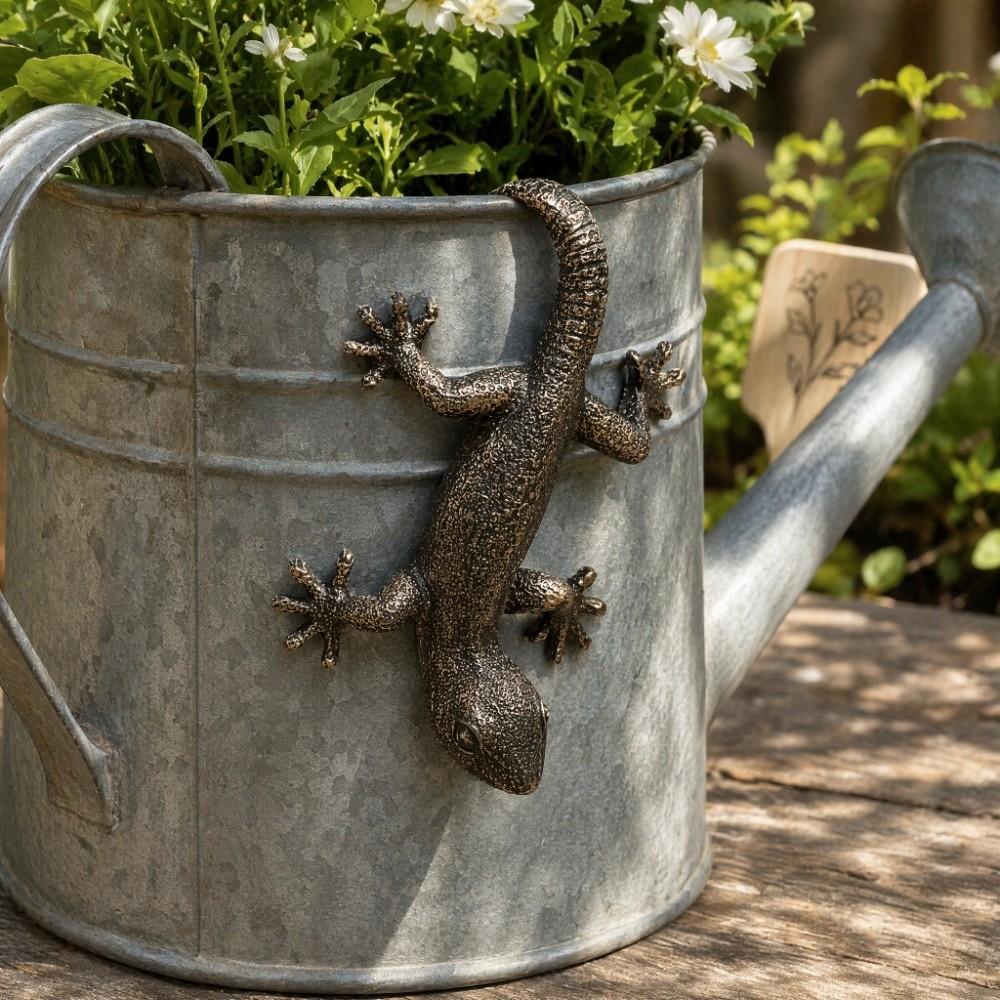Potted Plant Partner Bronze Gecko Garden Decoration Dog Garden Figurine Balcony Potted Edge