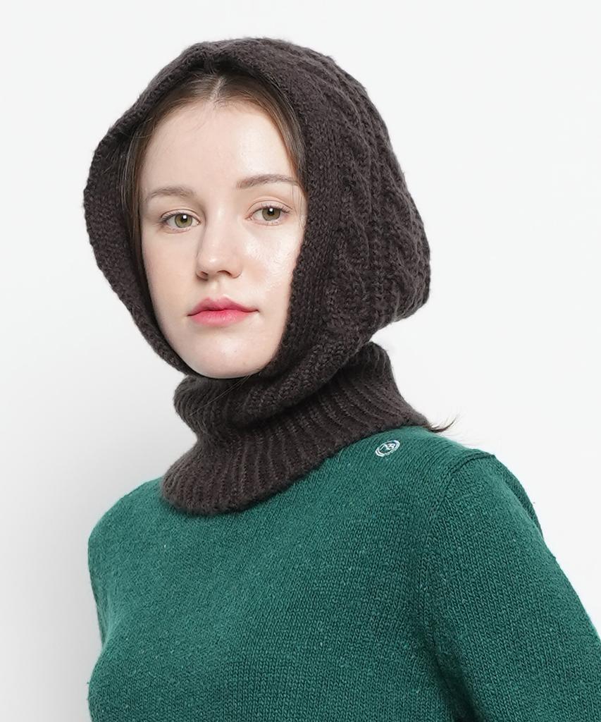 THE-ABON Unisex Twister Knit Balaclava Black
