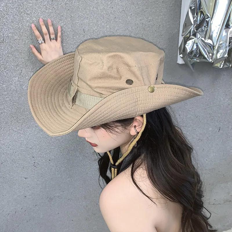 Unisex Summer Outdoor Fishing Hiking Bucket Hat Wide Brim Fordable Fishermen Sunsreen Hat Men Women Camping Visors Panama Hats