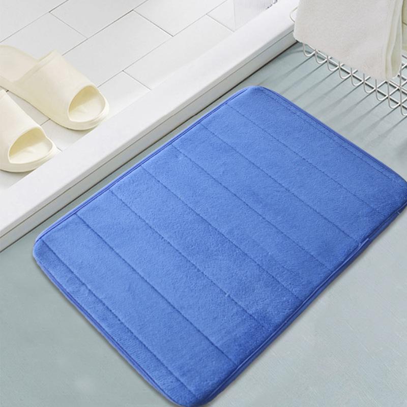 Solid Color Kitchen Bathroom Thick Coral Fleece Floor Mat
