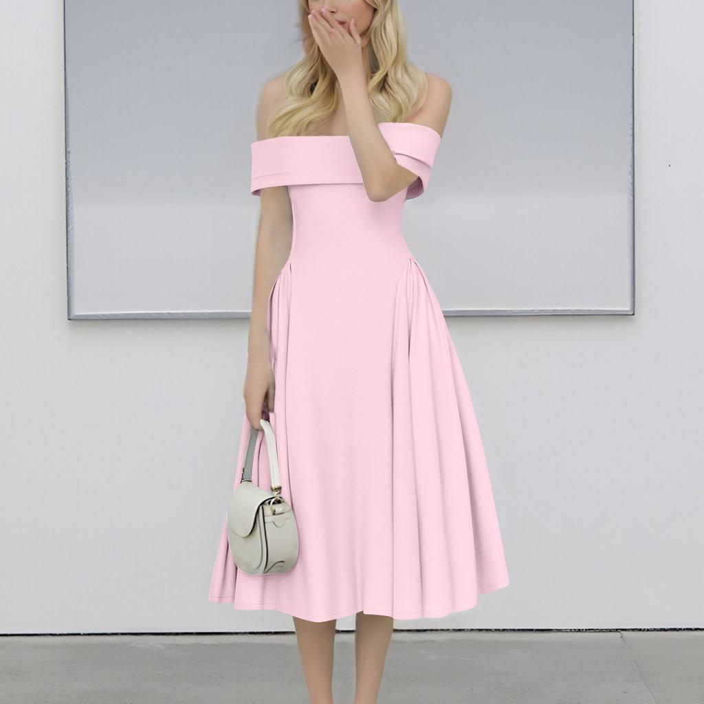 Sexy One-shoulder Back Elegant Color Tube Top Dress For Women