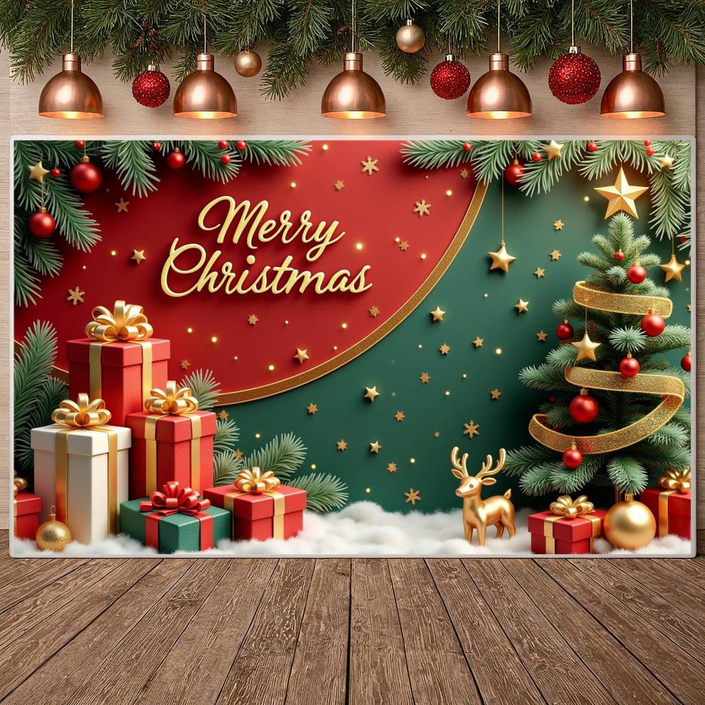 Festive Season Background Reindeer Ornament Xmas Event Banner Holiday Party Display Snowflake Pattern Merry Christmas Banner