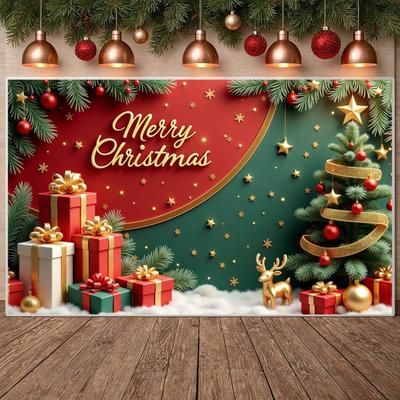 Festive Season Background Reindeer Ornament Xmas Event Banner Holiday Party Display Snowflake Pattern Merry Christmas Banner