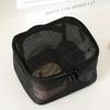 Portable Large Capacity Mesh Makeup Bag Solid Color Lightweight Cosmetic Organizer Bag Handheld Travel Makeup Pouch