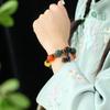 Natural white jade bodhi bracelet, vintage-style bead bracelet for women, lion dance hand-held ornament, delicate finger jewelry, flexible loop