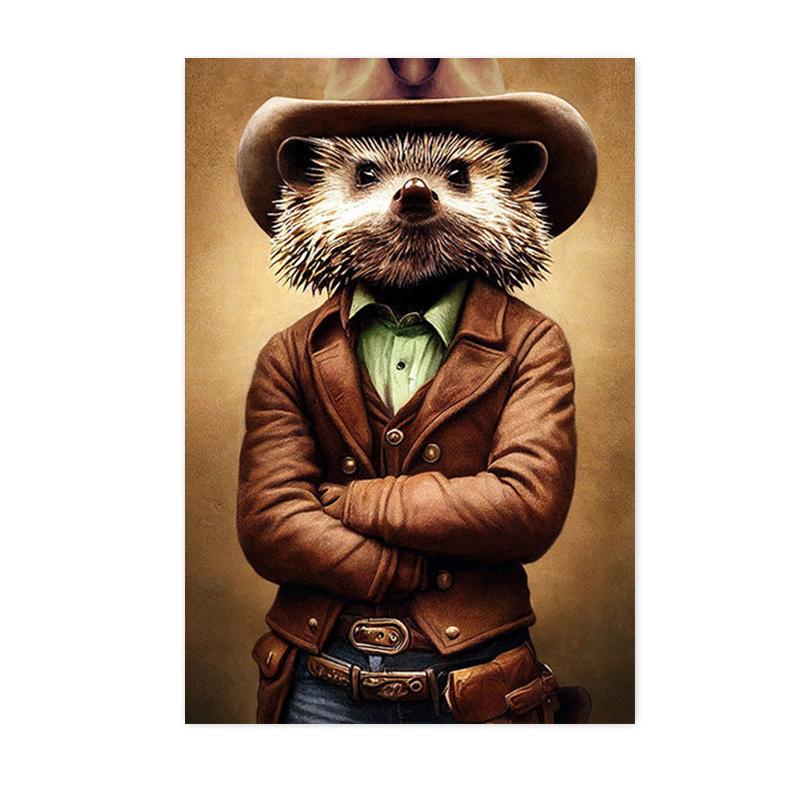 Retro Funny Animal Steampunk Cat Astronaut Rabbit Canvas Painting Posters Prints Wall Art Pictures for Living Room Home Decor