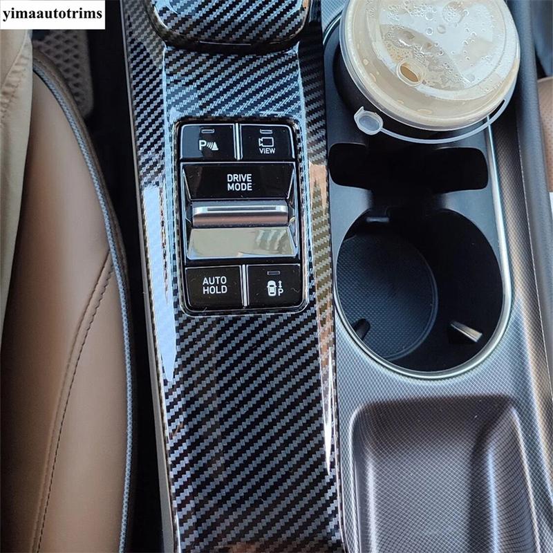 Carbon Fiber Central Console Gear Shift Panel Frame Decoration Cover Trim Accessory Interior For Hyundai Sonata DN8 -