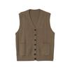 V-Neck Striped Knit Wool Sweater Vest for Middle-Aged and Elderly Women - Winter Style